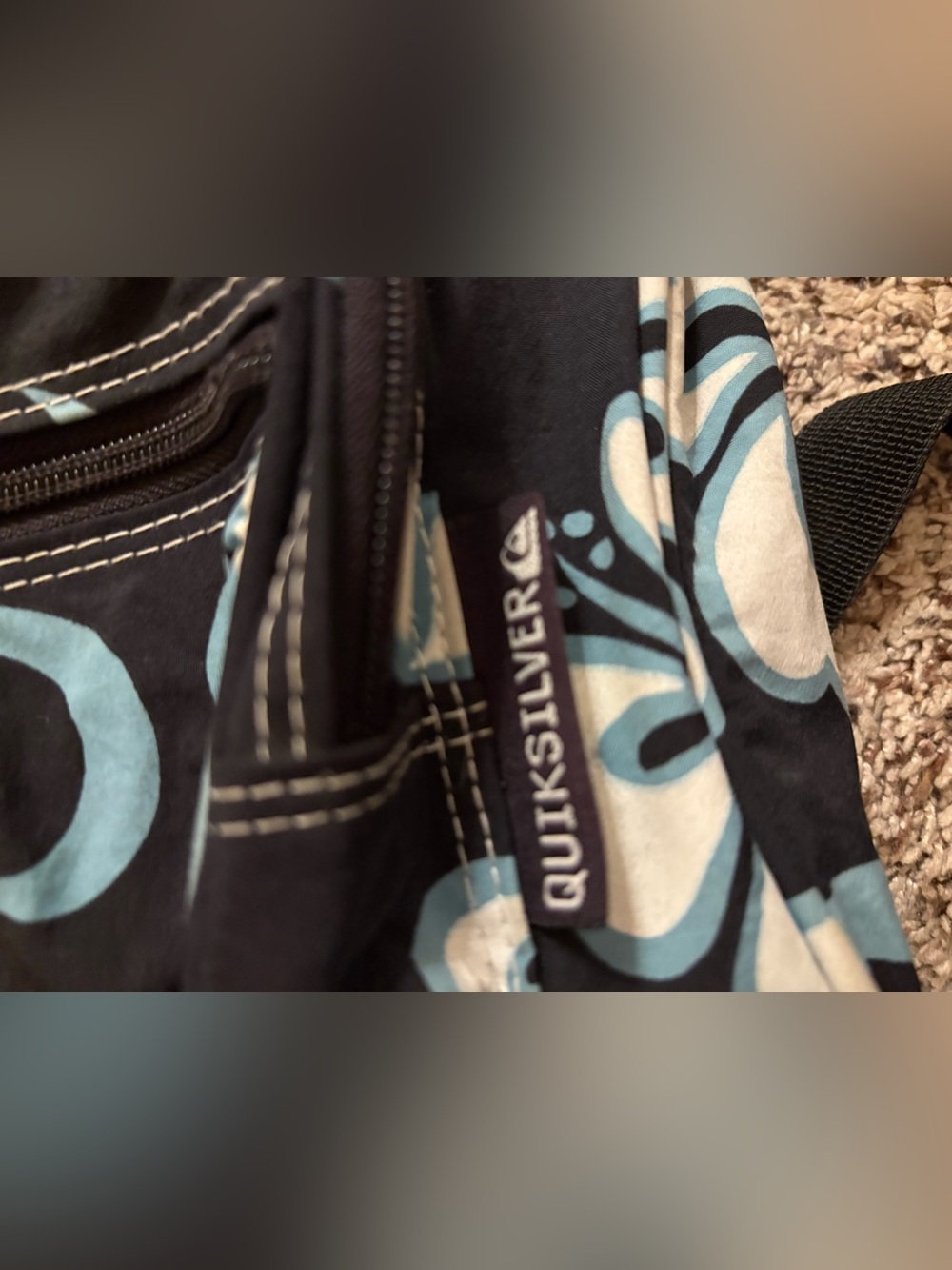 Vintage Quiksilver Floral Mini Backpack Y2K Hawaiian Surf Bag Fair Condition - Picture 8 of 14